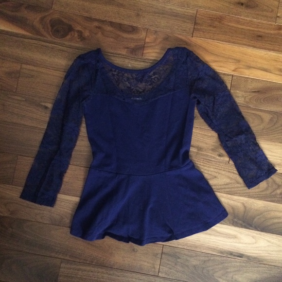 Express Deep Blue Fit and Flare Shirt - Picture 1 of 4